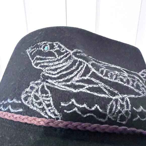 Custom Burnt Black Hat/Sea Turtle/Turquoise Eyes-Women\'s-(Brim & Embers)-New main image 7